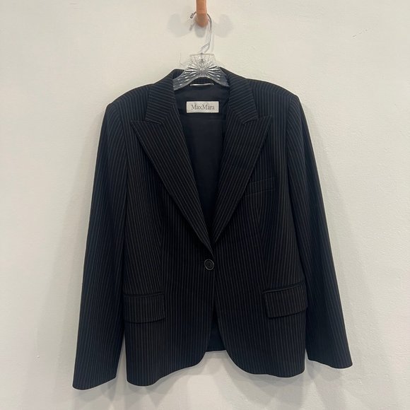 MaxMara Pin Strip Suit - Large/Black - Picture 1 of 8